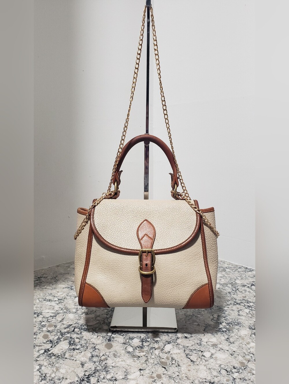 Vintage 1990s Dooney & Bourke Small All-Weather Leather Carpet Bag